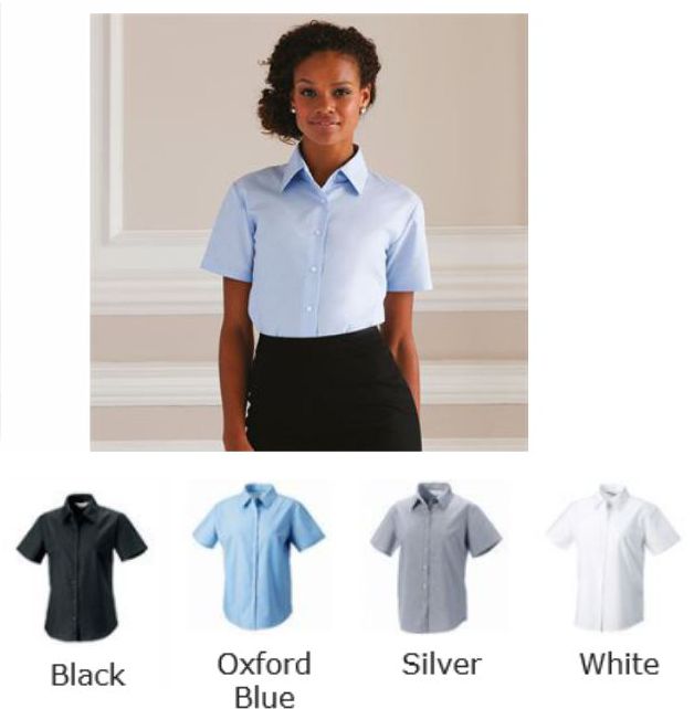 Jerzees 933F Ladies Short Sleeve Easy Care Oxford Shirt - Click Image to Close